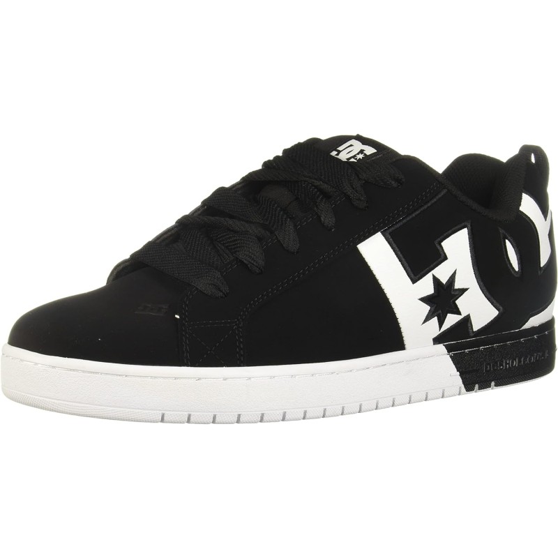 DC Men’s Court Graffik Casual Low Top Skate Shoe Sneaker(Black/White