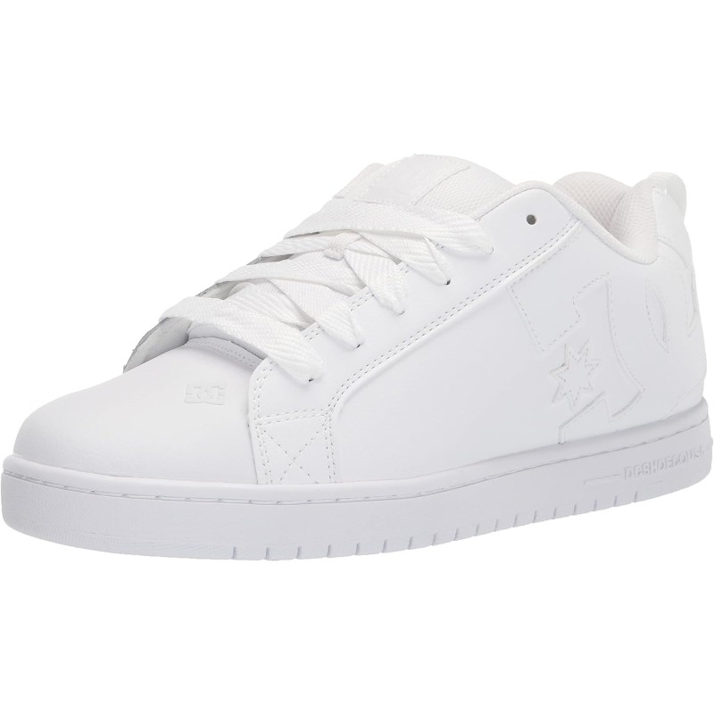 DC Men’s Court Graffik Casual Low Top Skate Shoe Sneaker(White) - DC Shoes