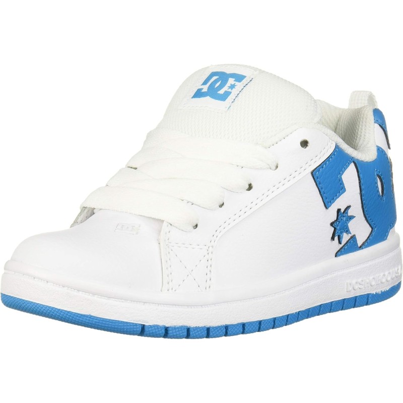 DC Unisex-Child Court Graffik Youth Skate Shoe(White/Blue) - DC Shoes